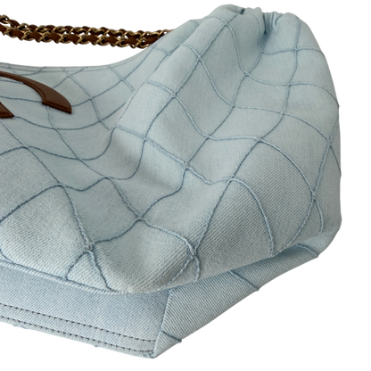 Chanel Small Shopping Bag Denim Hellblau Braun Gold Coco Beach Chanel