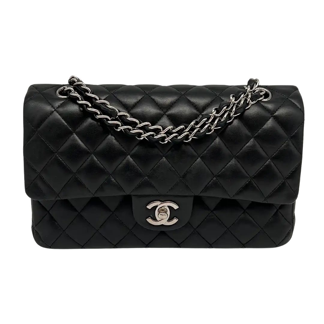 Chanel Classic Timeless Medium Flap Bag Lammleder schwarz / gut Chanel