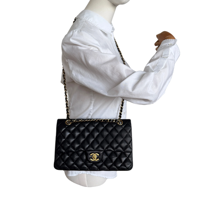 Chanel Vintage Timeless Double Flap Bag Medium schwarz / sehr gut Chanel