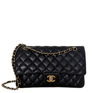 Chanel Vintage Timeless Double Flap Bag Medium zwart