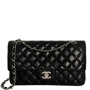 Chanel Timeless Medium Double Flap tas van lamsleer, zwart