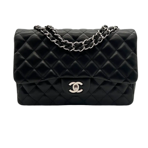 Chanel Timeless Jumbo Single Flap Bag Handtasche 2010 zwart lamsleer