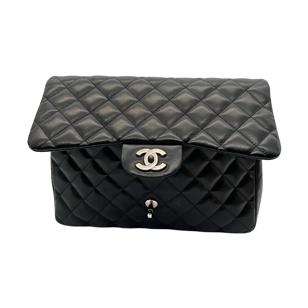 Chanel Timeless Jumbo Single Flap Bag Handtasche 2010 schwarz Lammleder / sehr gut Chanel
