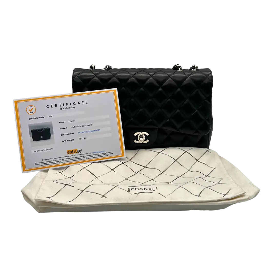 Chanel Timeless Jumbo Single Flap Bag Handtasche 2010 schwarz Lammleder / sehr gut Chanel