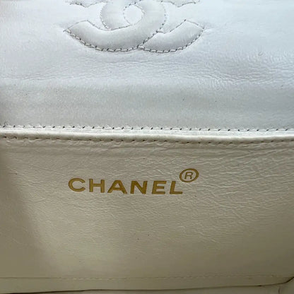 Chanel Timeless Mini Vintage weiss Leder goldene Hardware / gut Echtheitscheck