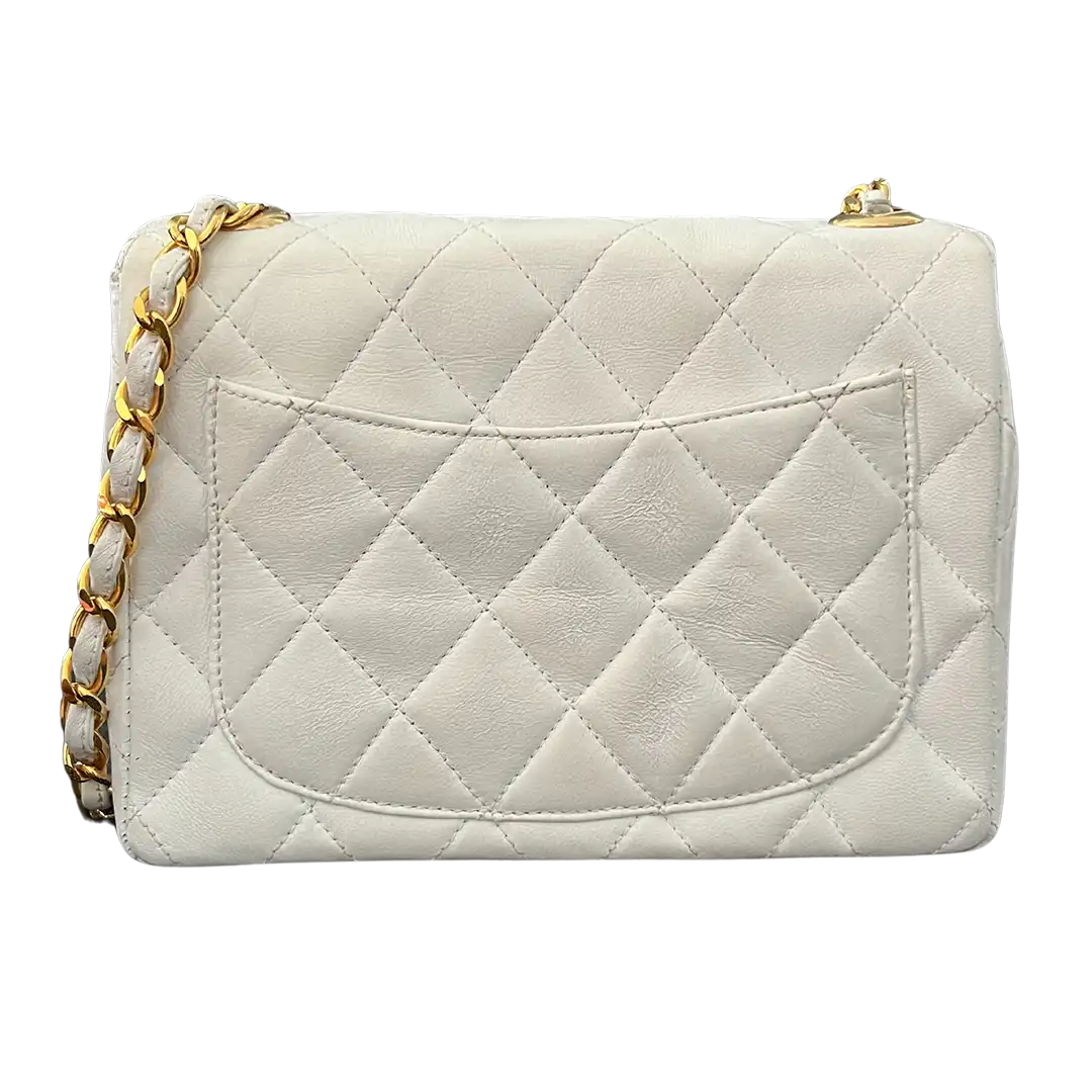 Chanel Timeless Mini Vintage weiss Leder goldene Hardware / gut Echtheitscheck