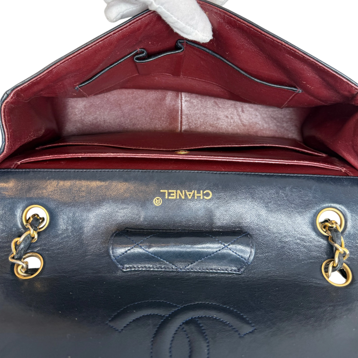 Chanel Classic Single Flap Medium Navy Lammleder / gut Chanel