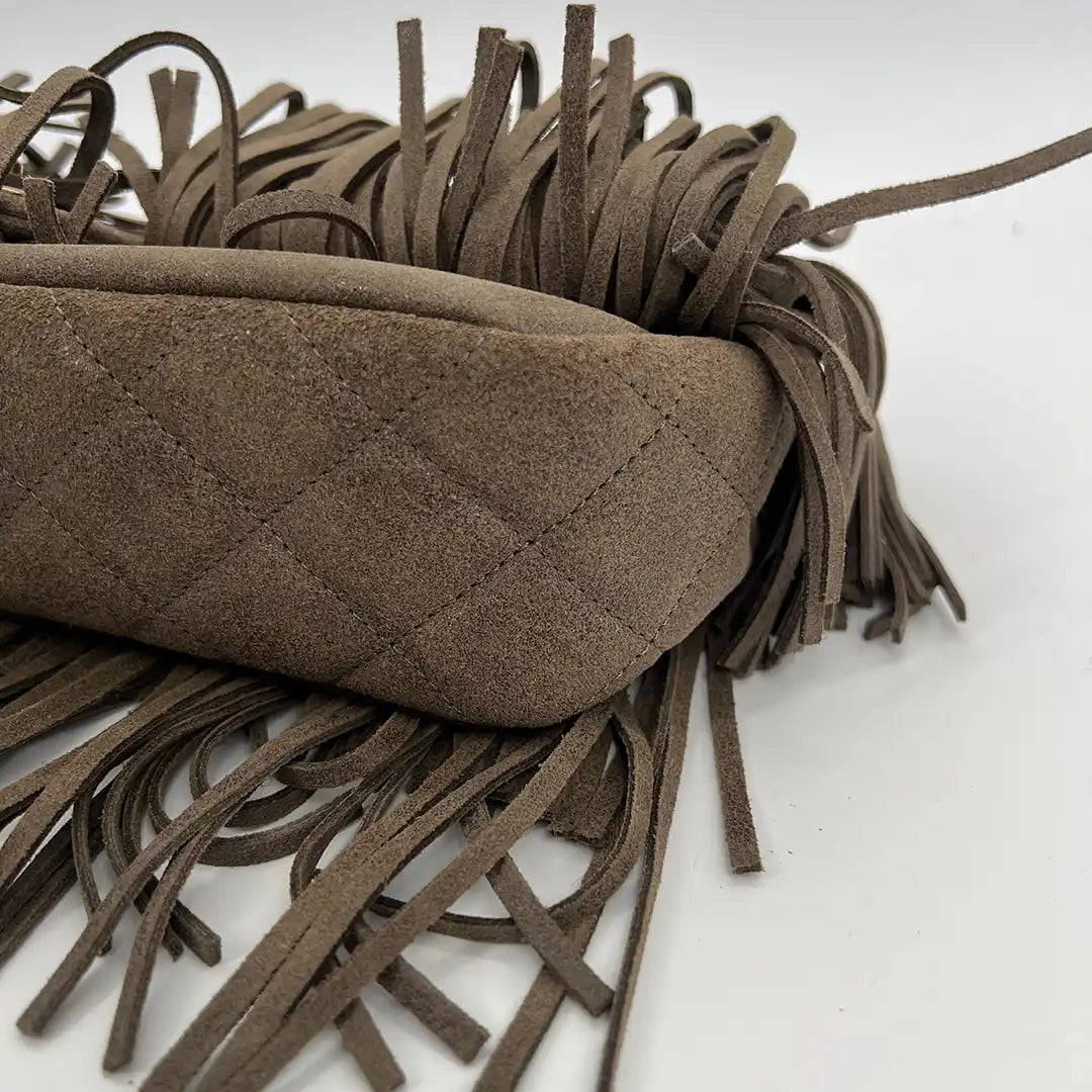 Chanel Timeless Paris-Dallas Fringe Timeless Flap Bag Lammleder grau/taupe  / neuwertig Chanel