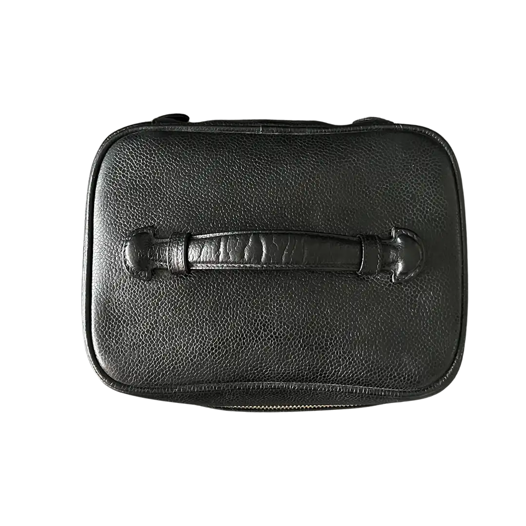 Chanel Nécéssaire Beautycase Schwarz Kaviar Leder Vintage / gut Chanel