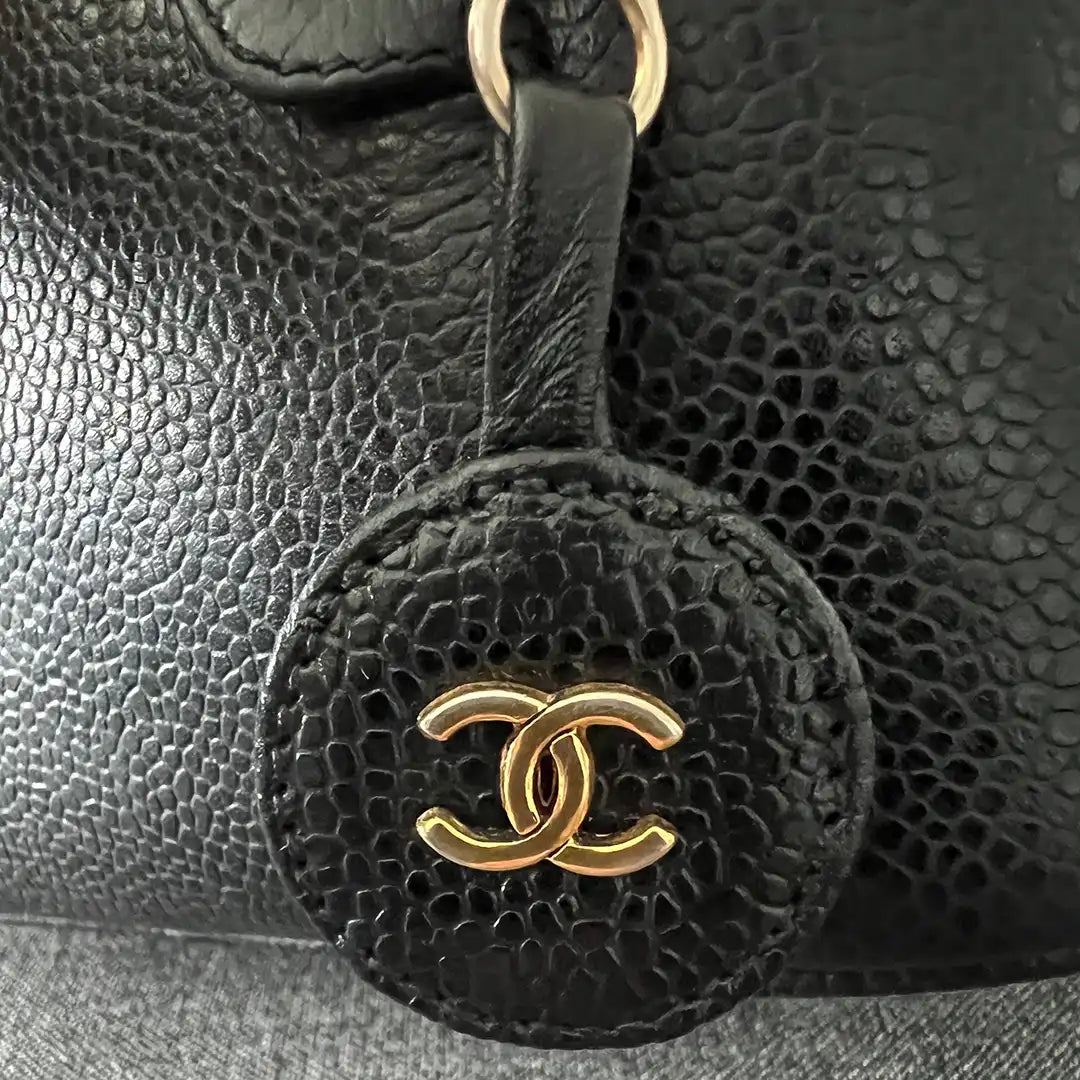 Chanel Nécéssaire Beautycase Schwarz Kaviar Leder Vintage / gut Chanel