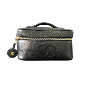 Chanel Nécessaire Beautycase Zwart Kaviaarleer Vintage