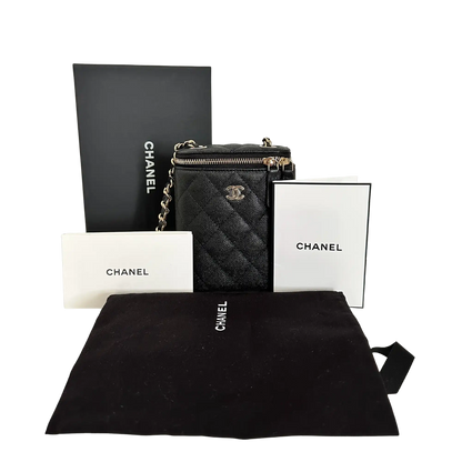 Chanel Vertical Coco Beauty Vanity Case small Kaviarleder Fullset / ungetragen Chanel