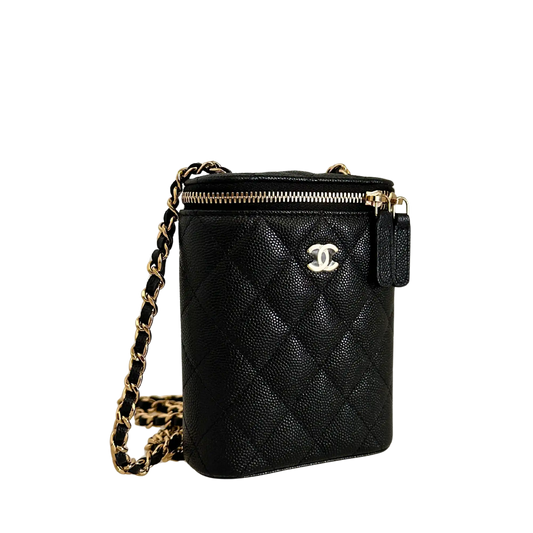 Chanel Vertical Coco Beauty Vanity Case small Kaviarleder Fullset / ungetragen Chanel