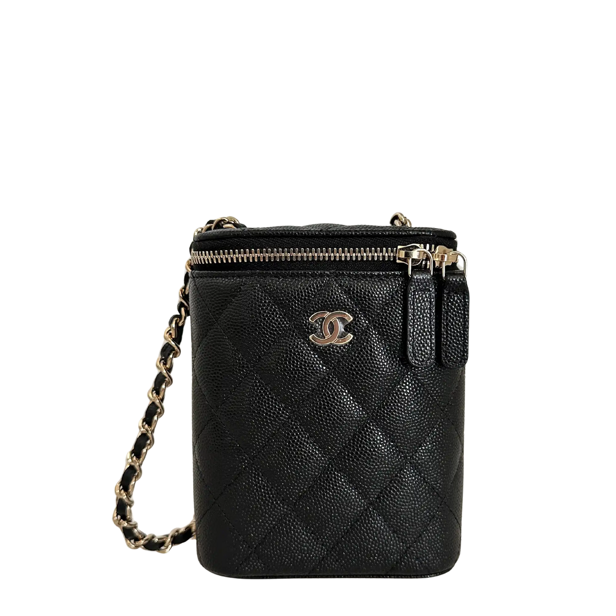 Chanel Vertical Coco Beauty Vanity Case small Kaviarleder Fullset / ungetragen Chanel