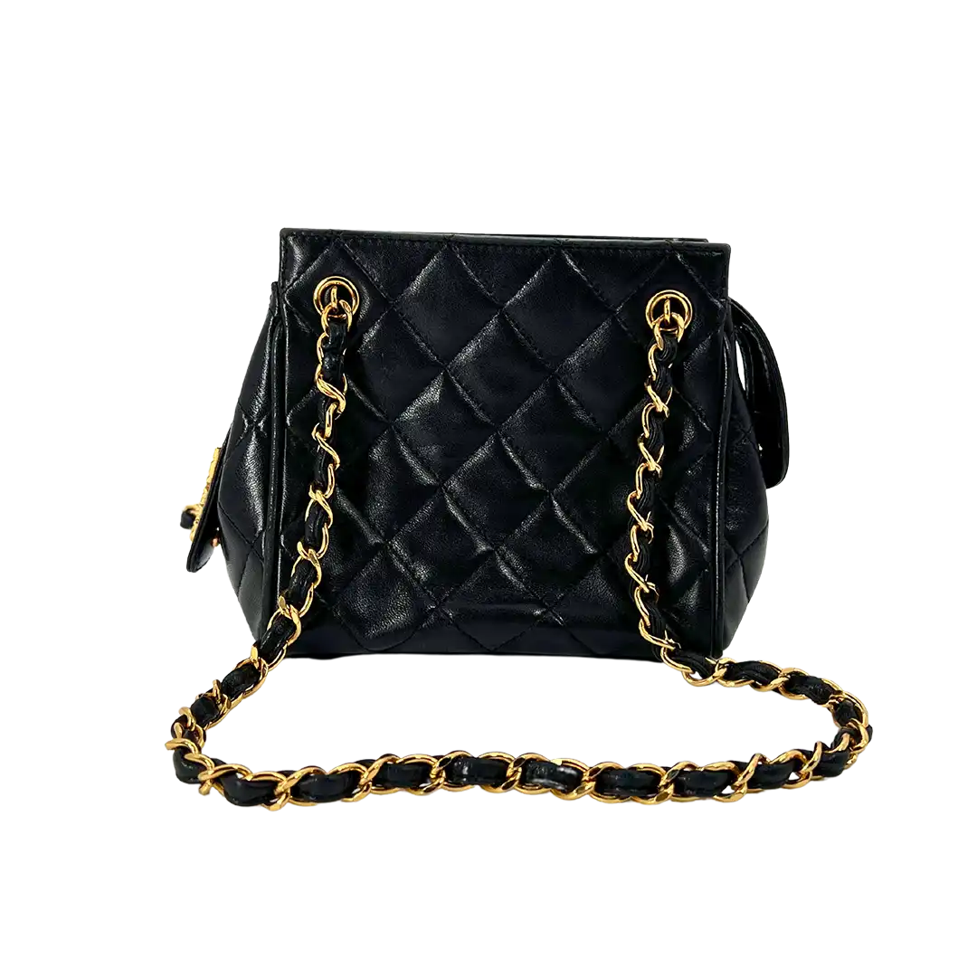 Chanel Mini Vintage Handtasche schwarz Leder / sehr gut Chanel