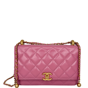 Chanel Wallet on Chain roze glanzend kalfsleer