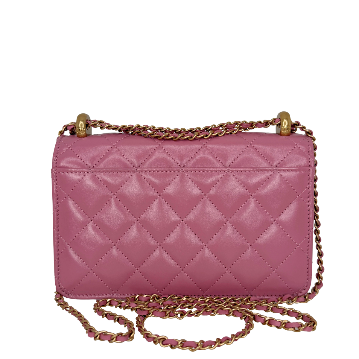 Chanel Wallet on Chain Pink glänzenes Kalbsleder Fullset / Sehr gut Chanel