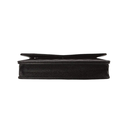 Chanel Wallet on Chain Bag Kaviar Leder schwarz silber Hardware / neuwertig Chanel