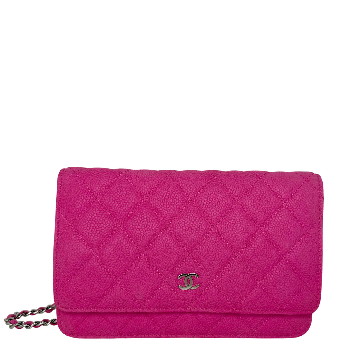 Chanel Classic Wallet on Chain WOC Caviar Pink Fuchsia Silber