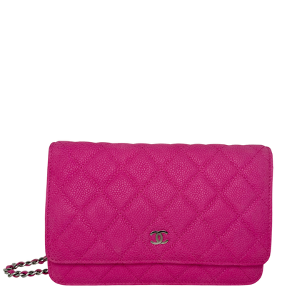 Chanel Classic Wallet on Chain WOC Caviar Pink Fuchsia Silber