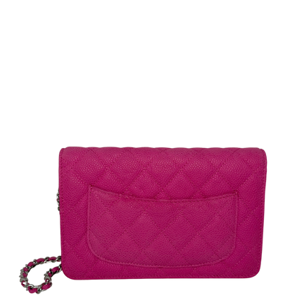 Chanel Classic Wallet on Chain WOC Caviar Pink Fuchsia Silber – Ansicht 3