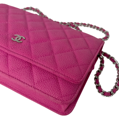 Chanel Classic Wallet on Chain WOC Caviar Pink Fuchsia Silber – Ansicht 4