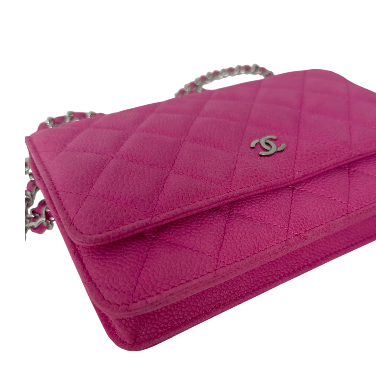 Chanel Classic Wallet on Chain WOC Caviar Pink Fuchsia Silber – Ansicht 5