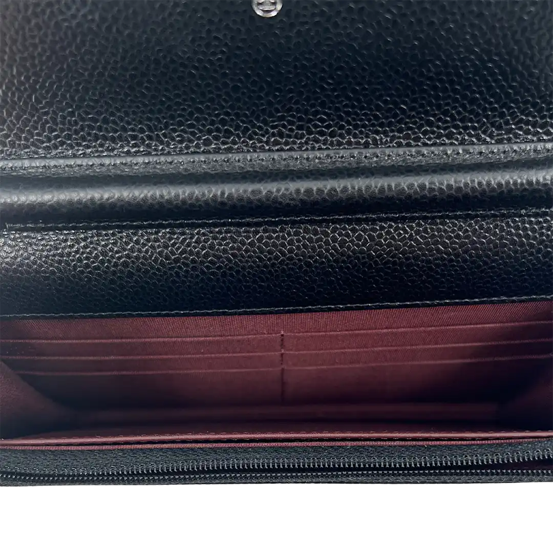Chanel Wallet on Chain Bag Kaviar Leder schwarz silber Hardware / neuwertig Chanel
