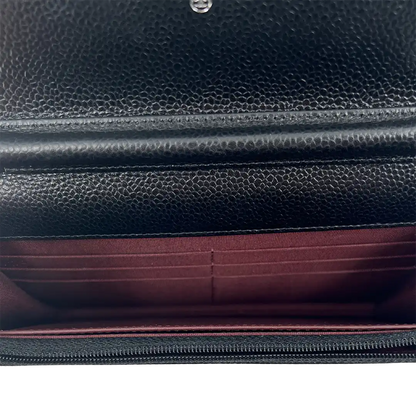Chanel Wallet on Chain Bag Kaviar Leder schwarz silber Hardware / neuwertig Chanel