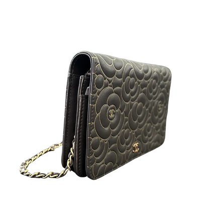 Chanel Wallet on Chain Lammleder dunkelgrau goldene Hardware Fullset / neuwertig Chanel