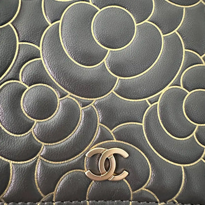 Chanel Wallet on Chain Lammleder dunkelgrau goldene Hardware Fullset / neuwertig Chanel