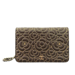 Chanel Wallet on Chain lamsleer donkergrijs goudkleurige hardware
