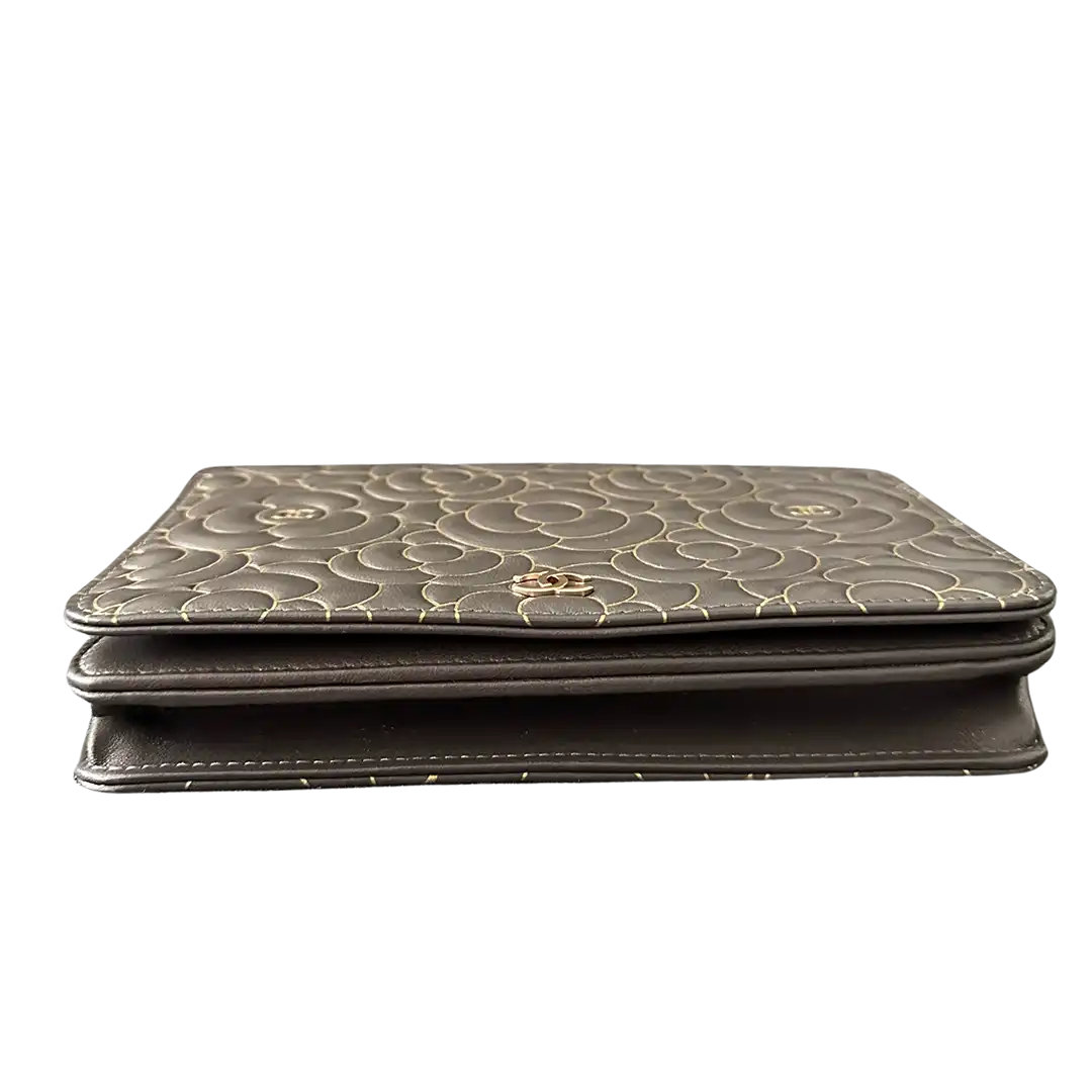 Chanel Wallet on Chain Lammleder dunkelgrau goldene Hardware Fullset / neuwertig Chanel