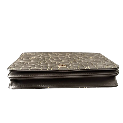 Chanel Wallet on Chain Lammleder dunkelgrau goldene Hardware Fullset / neuwertig Chanel