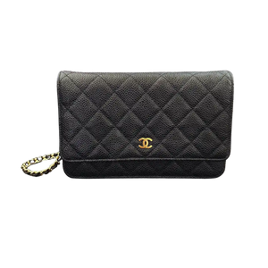 Chanel Wallet on Chain Bag Kaviaarleer zwart goudkleurige hardware