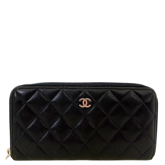 Chanel CC zip-around Geldbörse Dunkelblau, gut