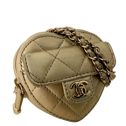 Chanel CC Mini Herztasche Gold  / gut Chanel