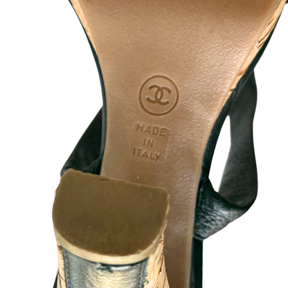 Chanel Sandaletten Größe 38 Schwarz / sehr gut Chanel