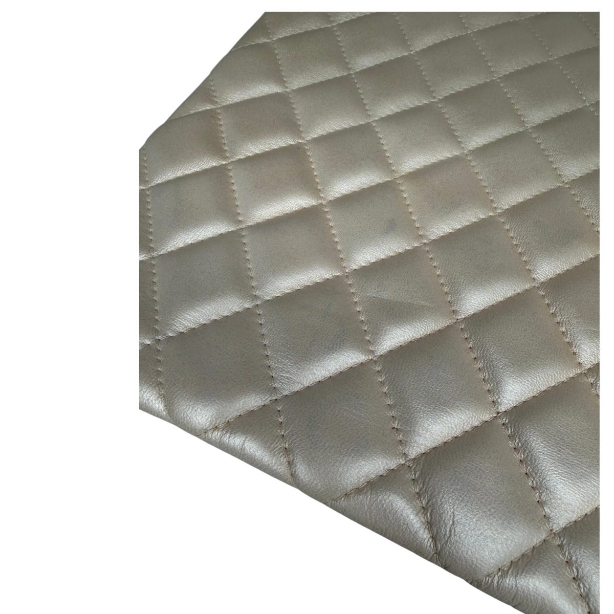 Chanel O Case Clutch Large Lammleder Beige Metallic Ruthenium Chanel