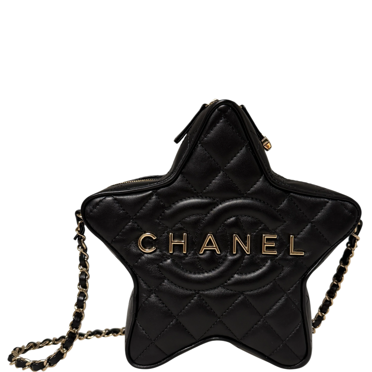 Chanel Walk of Fame Star Bag schwarz Lammleder Fullset, neuwertig