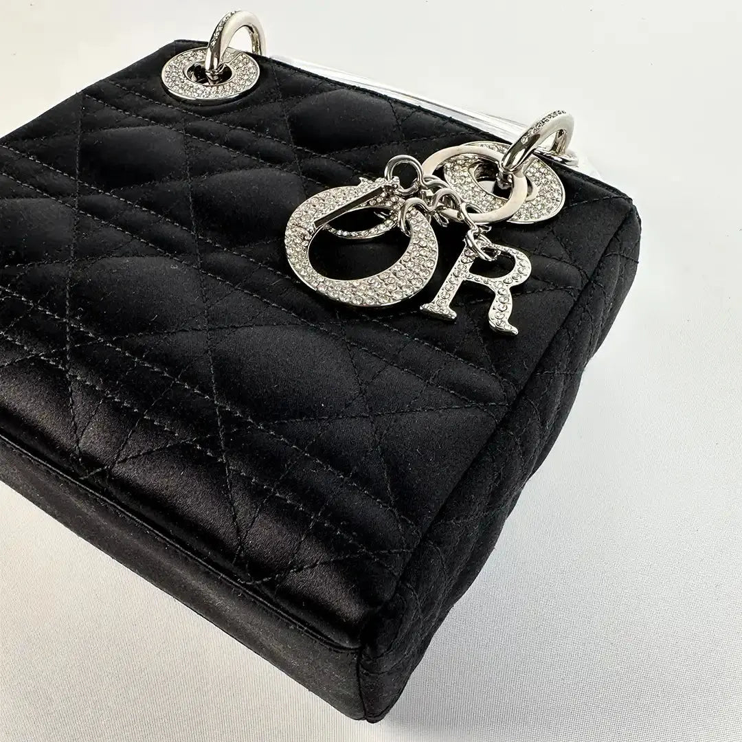 Christian Dior Mini Lady Dior schwarz Samt mit Kristallen limitiert / sehr gut Dior