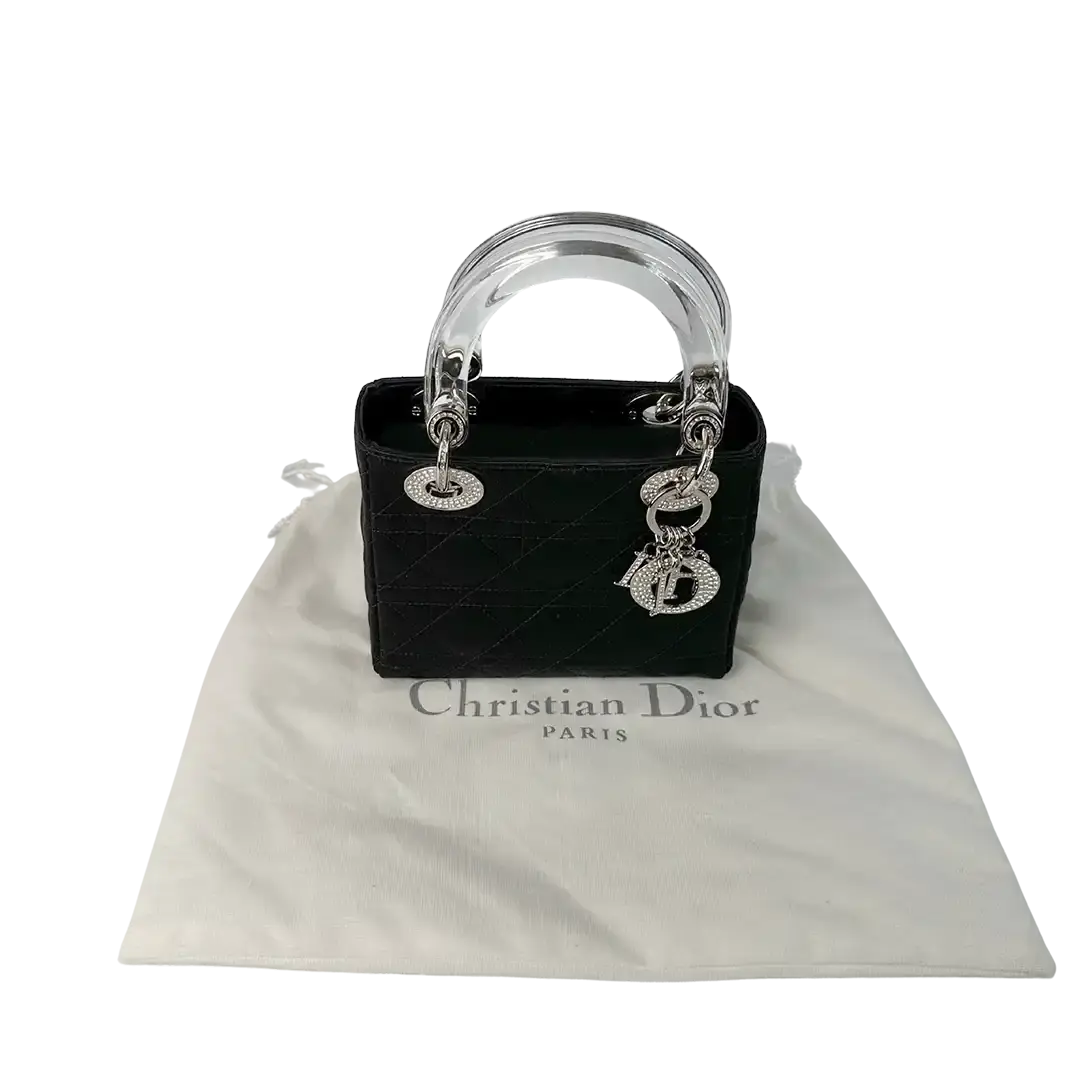 Christian Dior Mini Lady Dior schwarz Samt mit Kristallen limitiert / sehr gut Dior