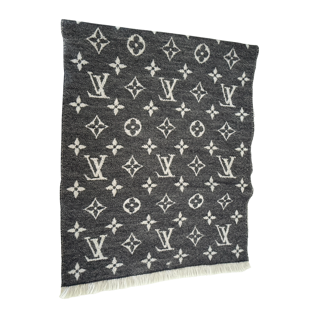 Louis Vuitton Classic Schal Grau Weiß / sehr gut Louis Vuitton