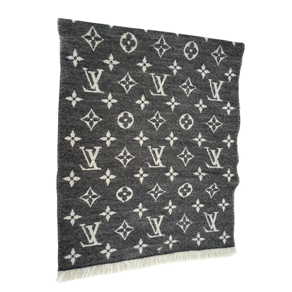 Louis Vuitton Classic Schal Grau Weiß / sehr gut Louis Vuitton