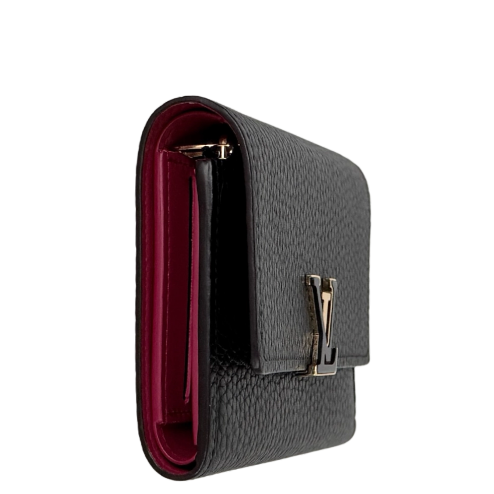 Louis Vuitton Compact Capucines Geldbörse Noir Rose / neuwertig Louis Vuitton