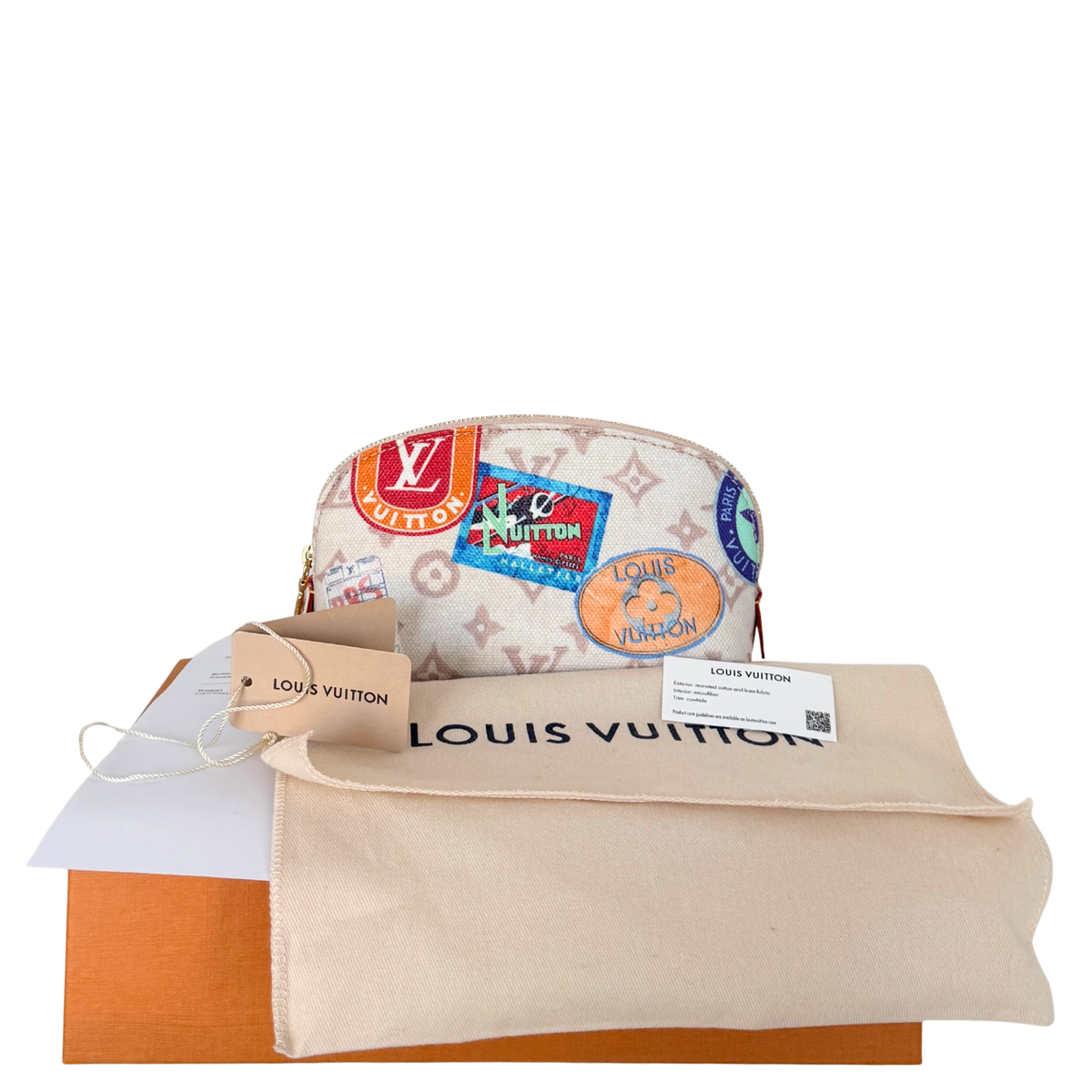 Louis Vuitton Cosmetic Pouch PM Dune Monogram Canvas Beige Full Set / as new