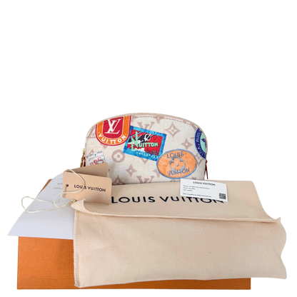 Louis Vuitton Cosmetic Pouch PM Dune Monogram Canvas Beige Full Set / as new