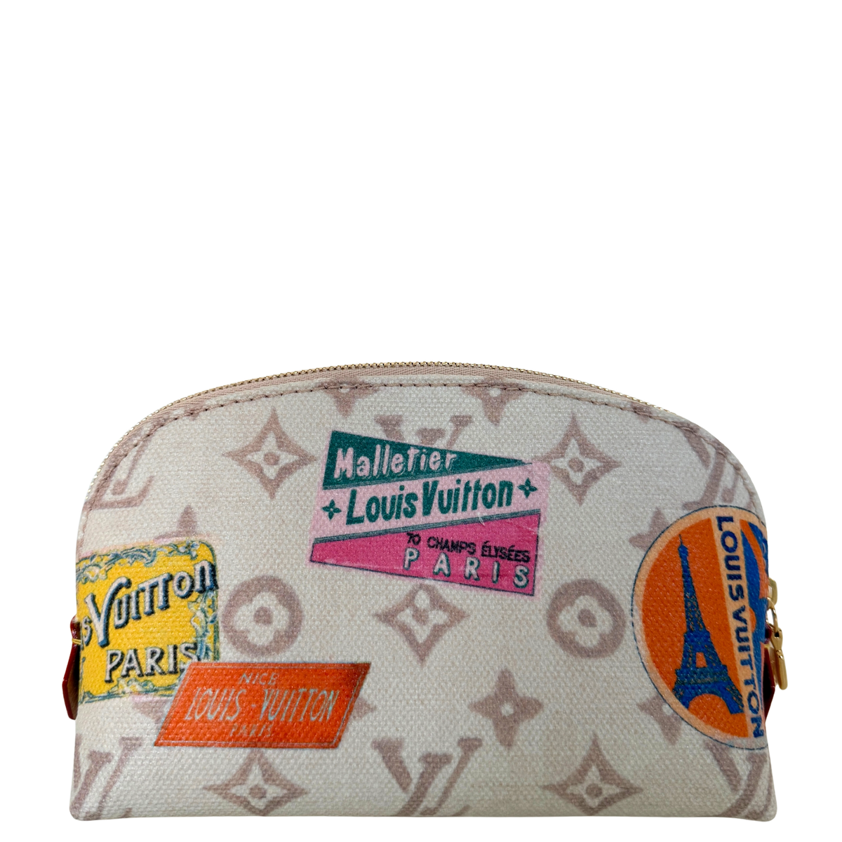 Louis Vuitton Cosmetic Pouch PM Dune Monogram Canvas Beige Full Set / as new