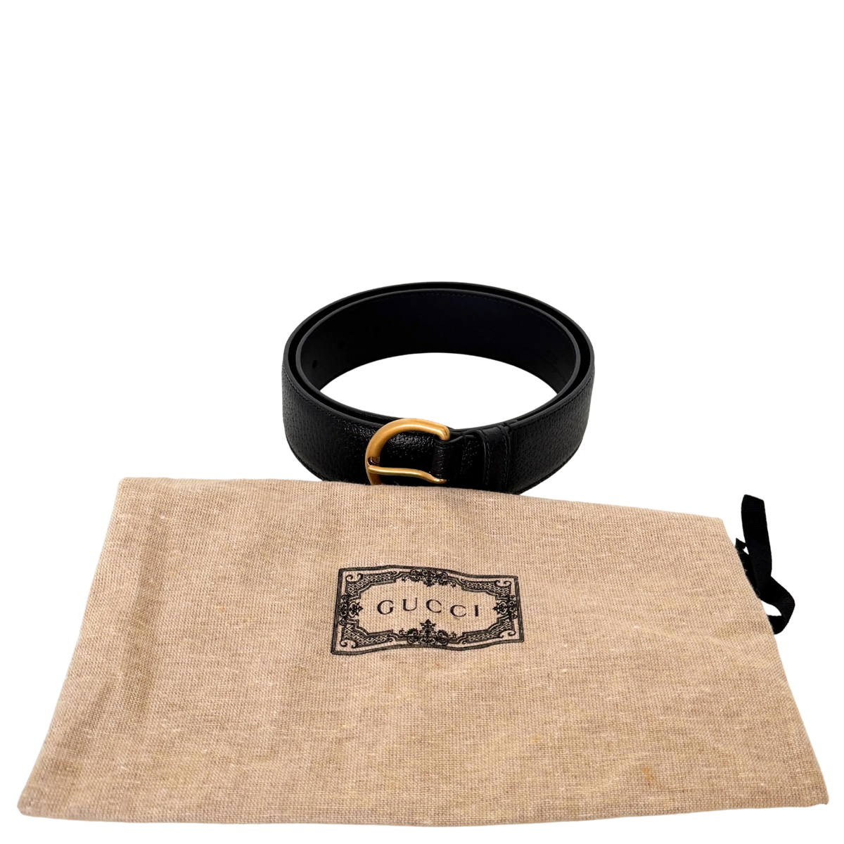 Gucci Polished D-Ring Ledergürtel Schwarz / neuwertig Gucci