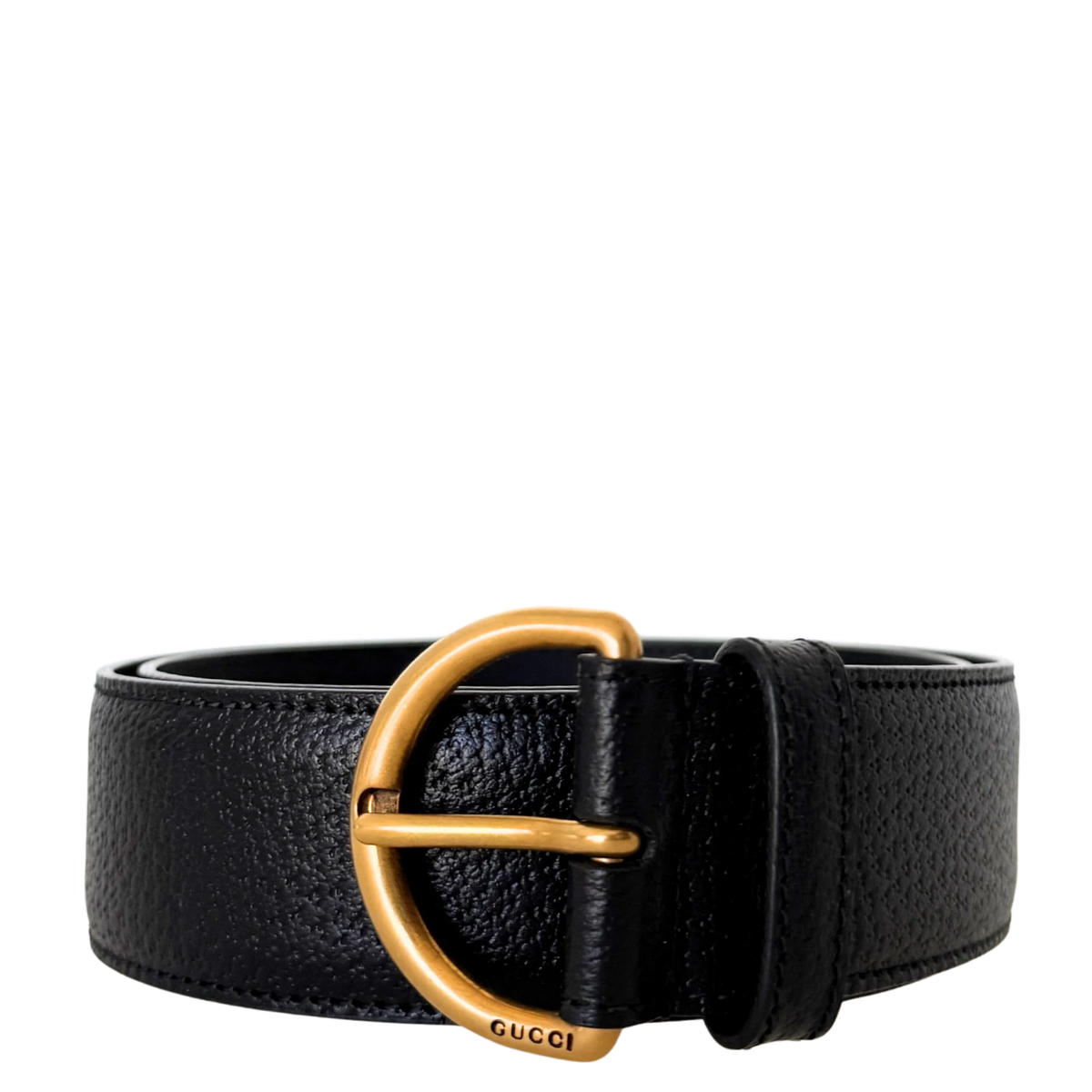 Gucci Polished D-Ring Ledergürtel Schwarz / neuwertig Gucci